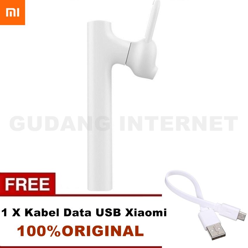 Xiaomi Mi LYEJ02LM Original Bluetooth Headset Earphone Build-in Mic Handfree for xiaomi redmi note 2 mi4i - Warna Random + Free Kabel USB Kabel Data