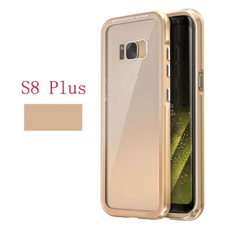 To Samsung Galaksi S8 Plus Case Mewah Logam Aluminium Bemper dengan 9 H Kaca Melunakkan Belakang Case