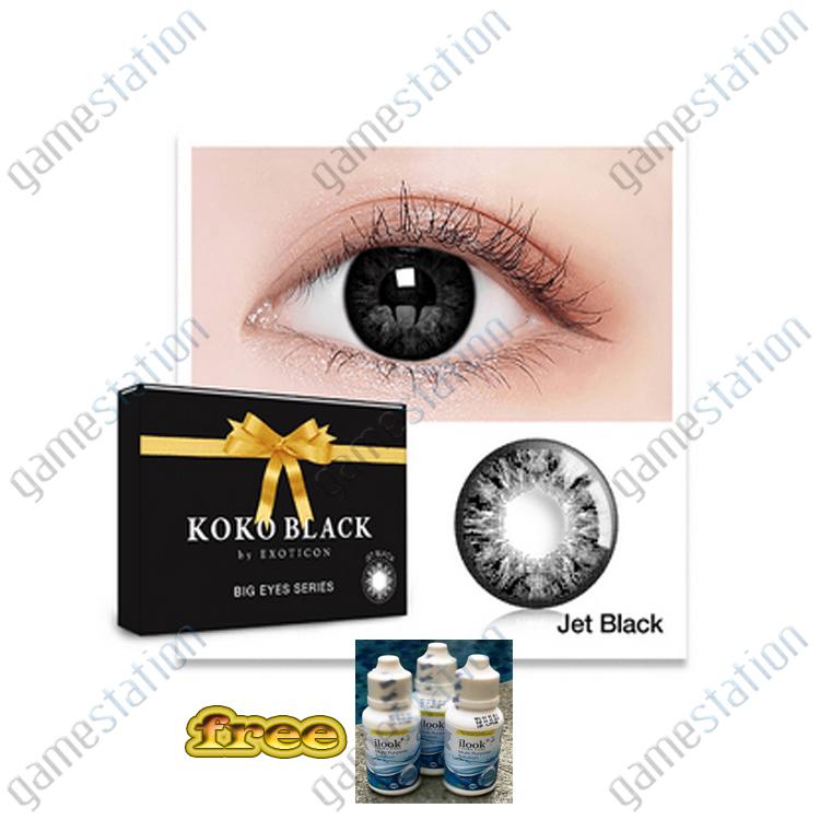 KOKO BLACK Softlens BY Exoticon Big Eyes - Jet Black Free Cairan ilook