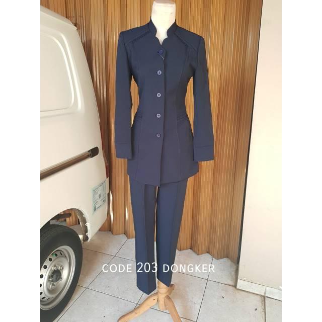 SETELAN BAJU BLAZER DONGKER NAVY SERAGAM DINAS GURU WANITA MUSLIM PANJANG MURAH BERKUALITAS FORMAL