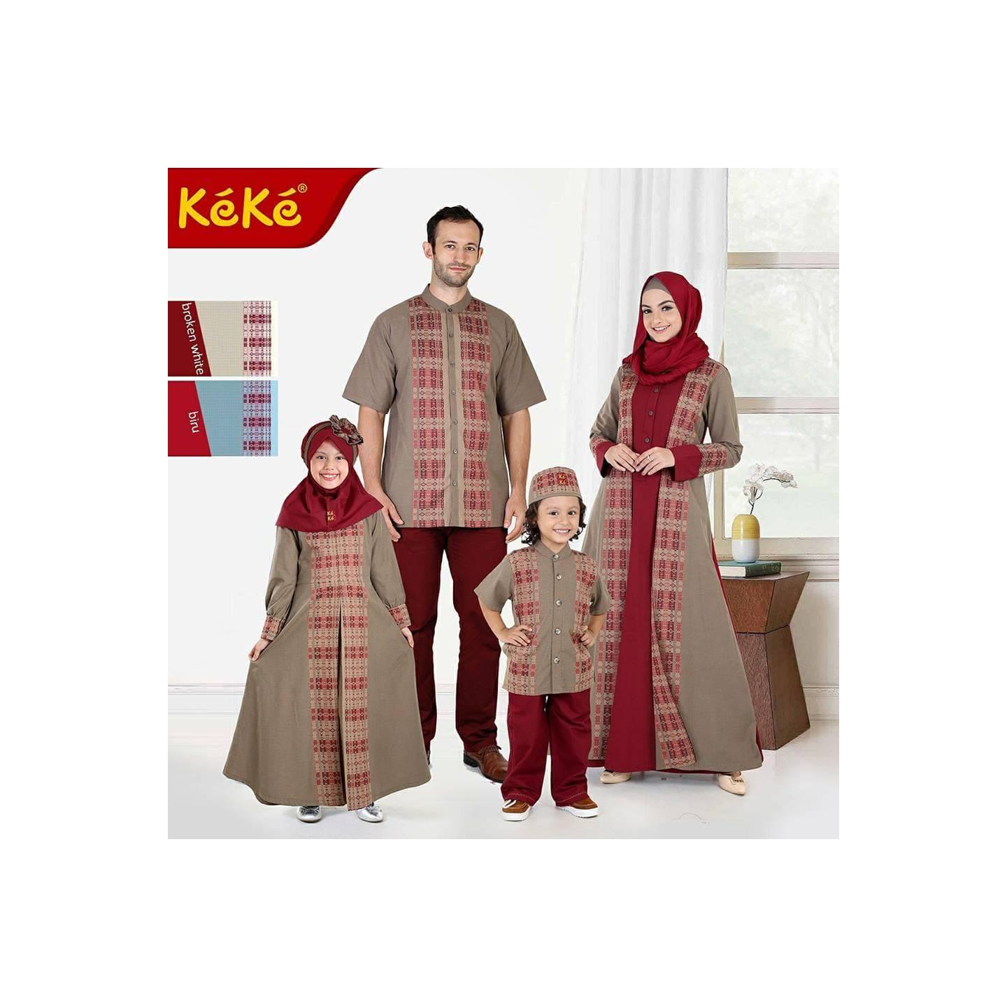 Sarimbit Keke SR17186 Seragam Keluarga Lebaran 2018 (Gamis Ibu) - Biru Muda, XS
