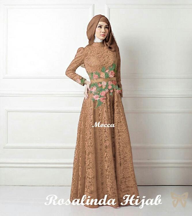 UC Dress Gamis Fitri Muslim / Kebaya / Syari Syar'i/ Baju Gamis Setelan Wanita 3 in 1 (salindaro) SS - Mocca