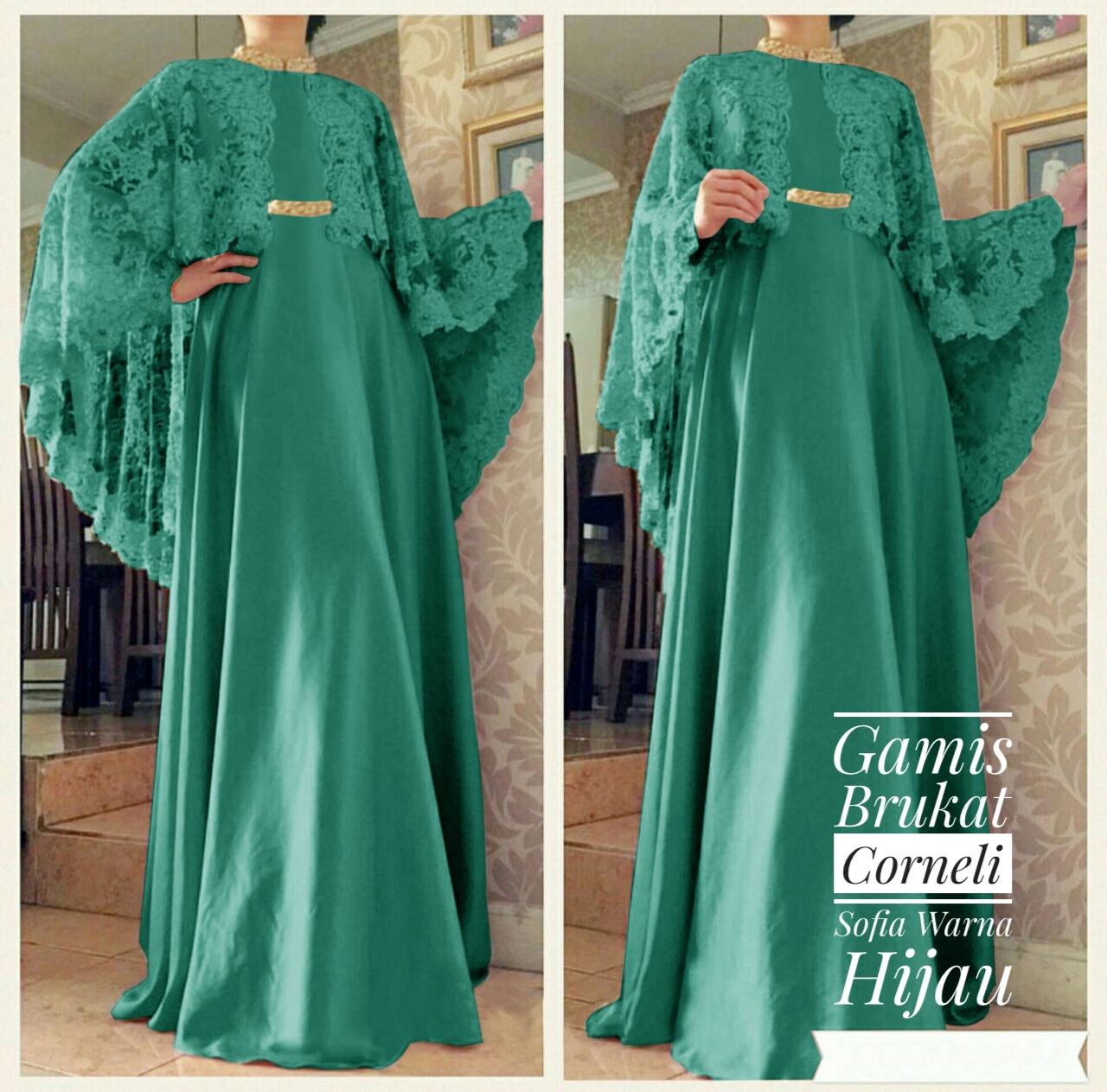 GAMIS BRUKAT SOFIA KOMBINASI BALOTELI WARNA HIJAU