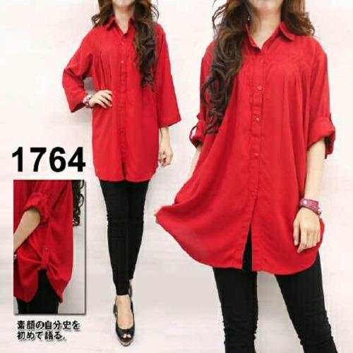 Fashion Story - Kemeja Jumbo Polos / Blouse Polos Jumbo / Tunik Jumbo / Atasan Wanita Jumbo / Baju Big Size / Baju Muslim /Ukuran XXXL