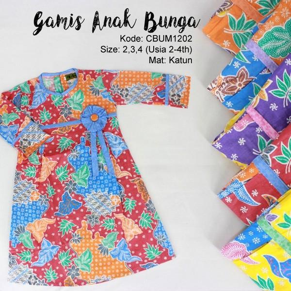Mila Style - Baju Batik Gamis Anak Sekar Rum Bunga No 2,3,4 - Multicolor