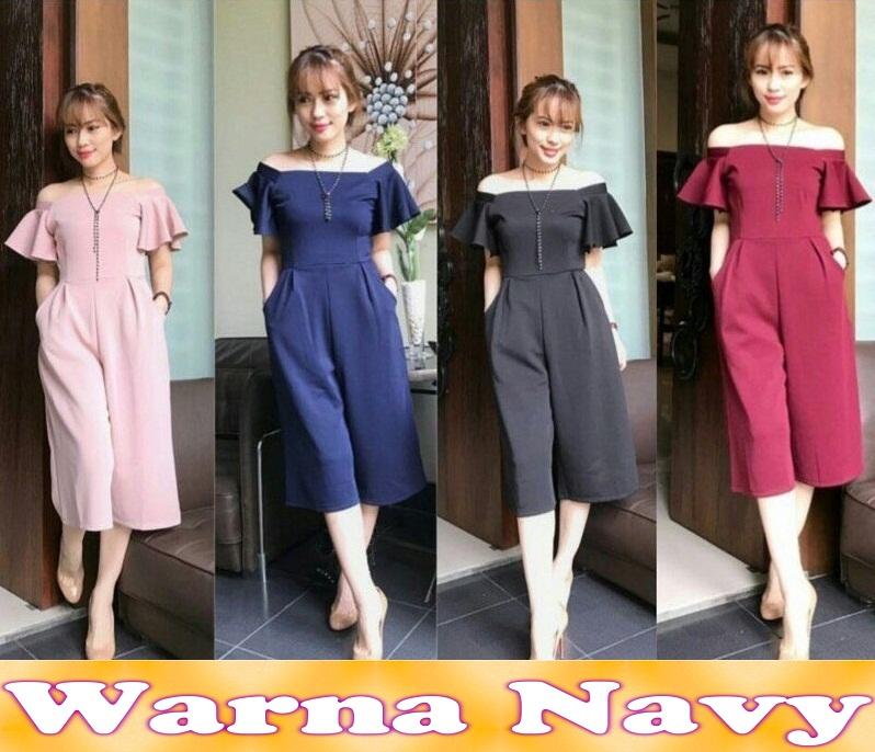 Popuri Fashion Jumpsuit Sabrina Gatha - Navy - Wedges Scuba Lengan Pendek Baju Wanita Baju Jumpsuit Wanita Murah Kekinian Terbaru Setelan Wanita Jumsuit Jamsuit Baju Jumpsuit Jumsit Setelan Cewek Jimsuit Jumpsuit Wanita Jamsut Jumsut Murah