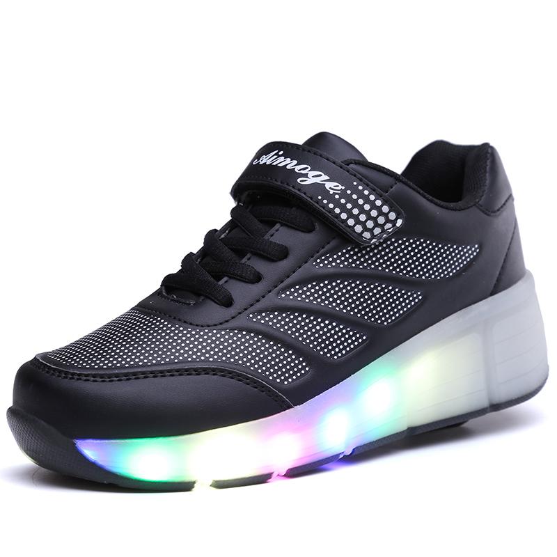 Gadis Modis Sneakers Roda Tahan Lama Tunggal LED Alat Penggulung Luncur Menyala Heelys Terlihat Roda Luncur Sepatu Olahraga Sepatu Sneakers LED bercahaya Alat Penggulung Luncur Heelys Luncur Sepatu Sportsshoes