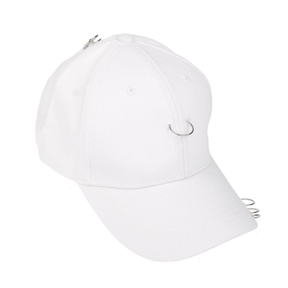 Pria Wanita Cincin Hip-Hop Melengkung Snapback Topi Bisbol (putih)-International