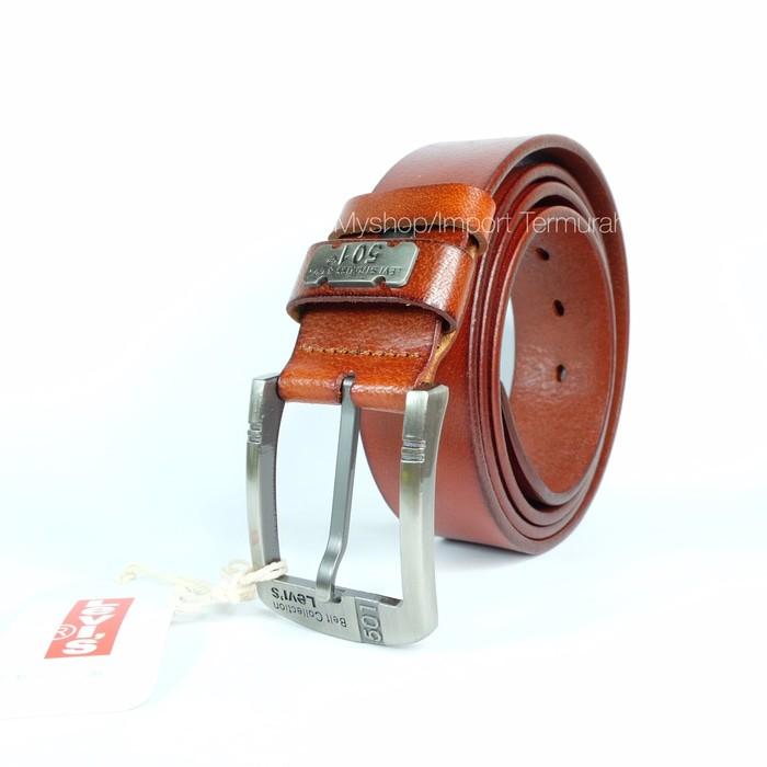 Levis Original - Sabuk Gesper Ikat Pinggang Kulit Asli Pria Cowo 501 Brown Variasi Tidak Ada