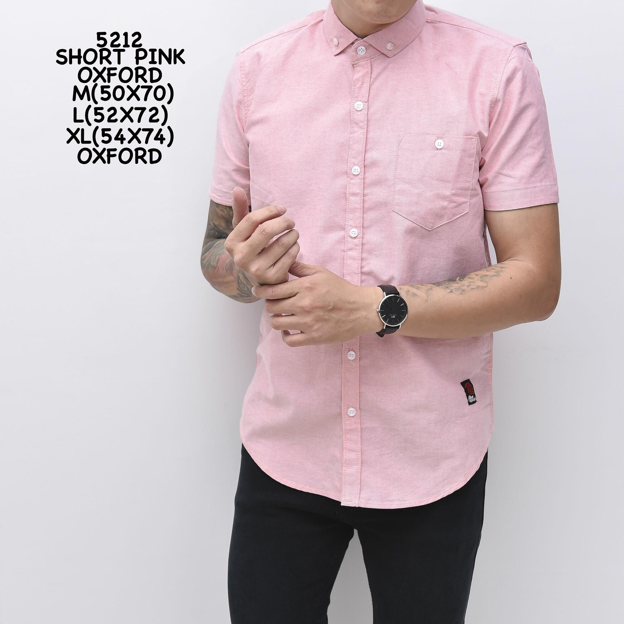 Kemeja Lengan Pendek Kemeja Polos Kemeja Fashion Kemeja Kantor Kemeja Kerja Kemeja Kasual Pria Short Pink Oxford 5212 Oxford