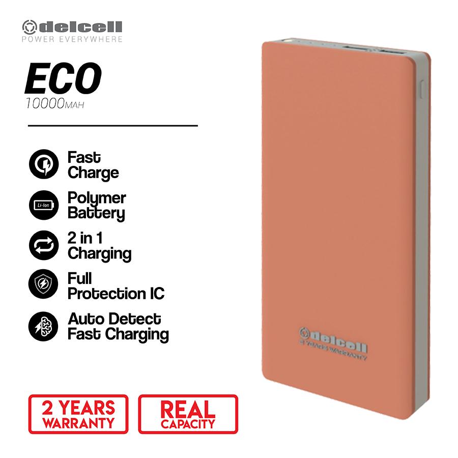 New Arrival Delcell 10000mAh Powerbank ECO Real Capacity Fast Charging Slim Powerbank Polymer Battery Garansi Resmi 2 Tahun Dual Output Power Bank Murah Berkualitas