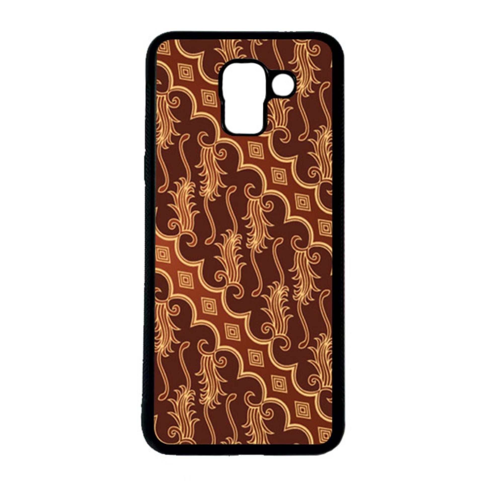 HEAVENCASE Casing Case Samsung Galaxy J6 Case Softcase Hitam Motif Batik Bunga 12