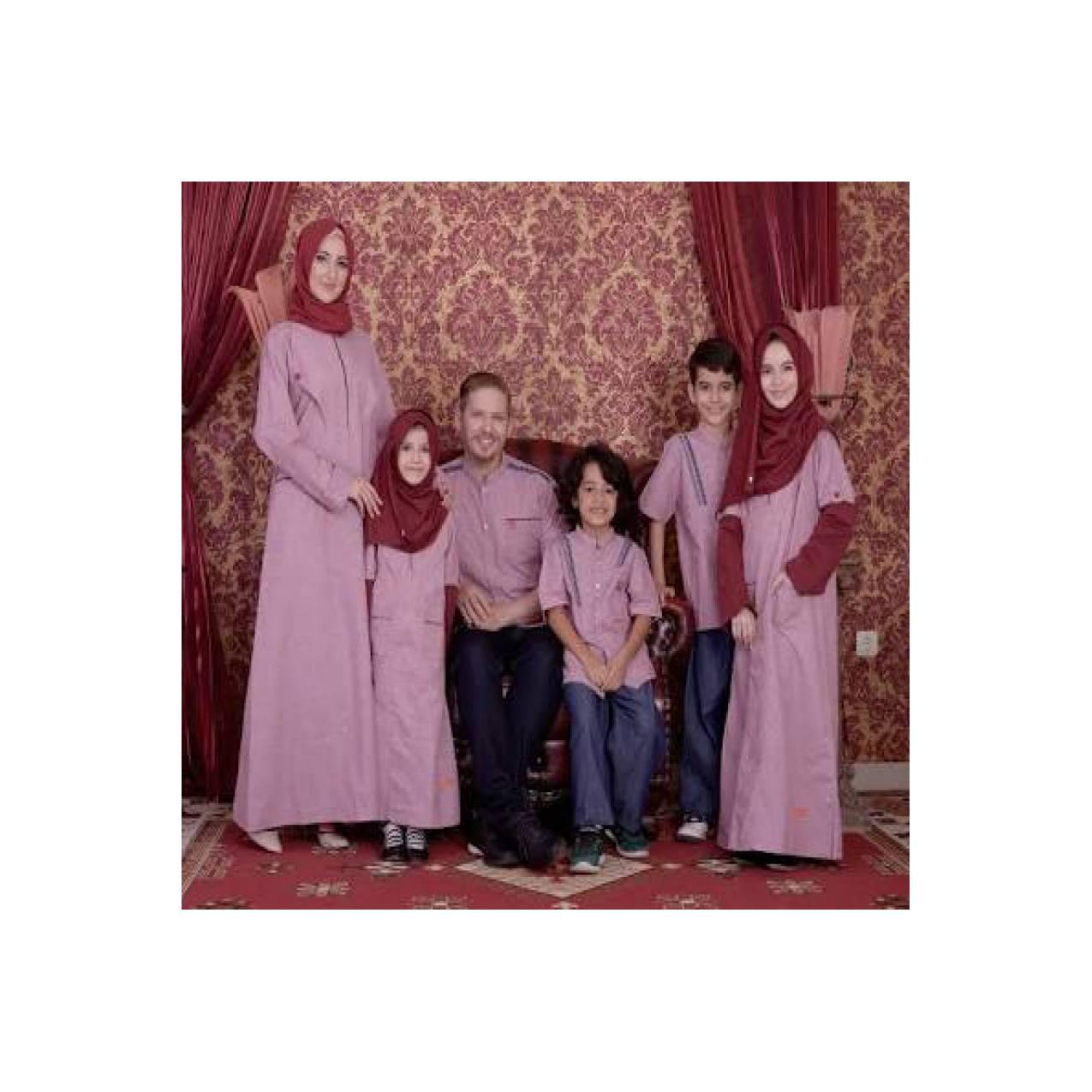 Baju Muslim Sarimbit Keluarga Nibras Family 54 Pink Setelan Couple