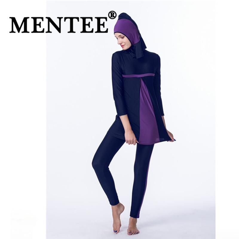Mentee Wanita Ukuran Plus Pakaian Renang Muslim Pantai Baju Mandi Muslimah Baju Renang Islam Selancar Renang Memakai Cakupan Penuh Sorban Baju Renang