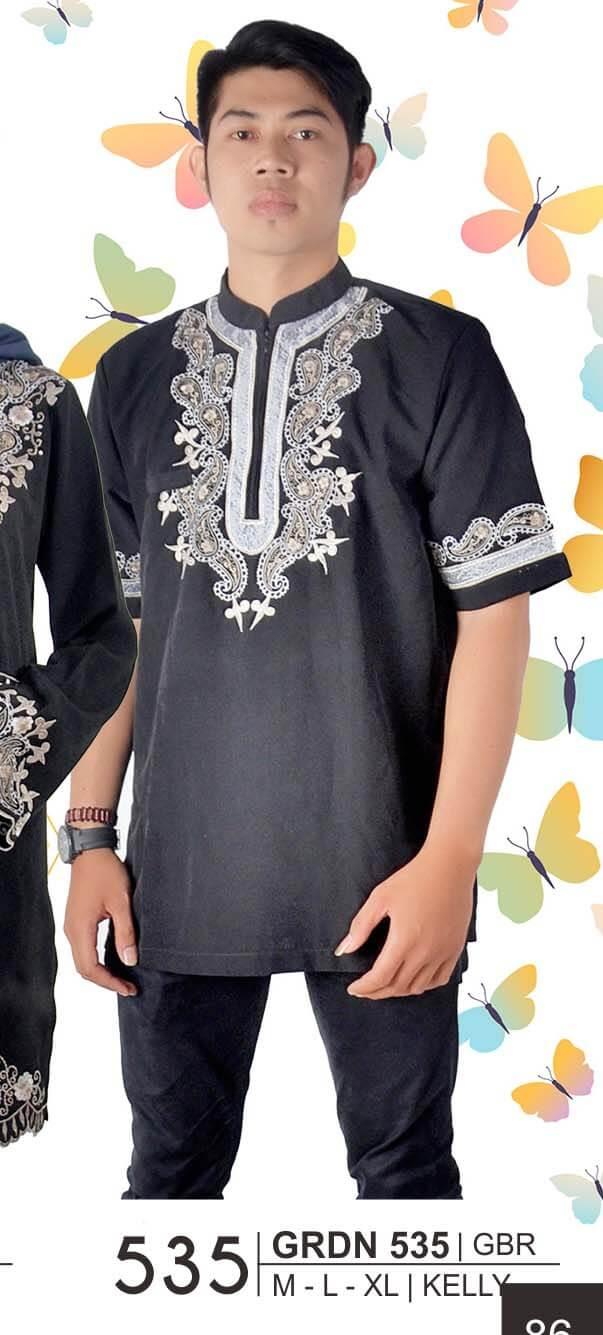 BAJU MUSLIM PRIA/BAJU KOKO GIORDANI - GRDN 535 BAHAN KELLY HITAM