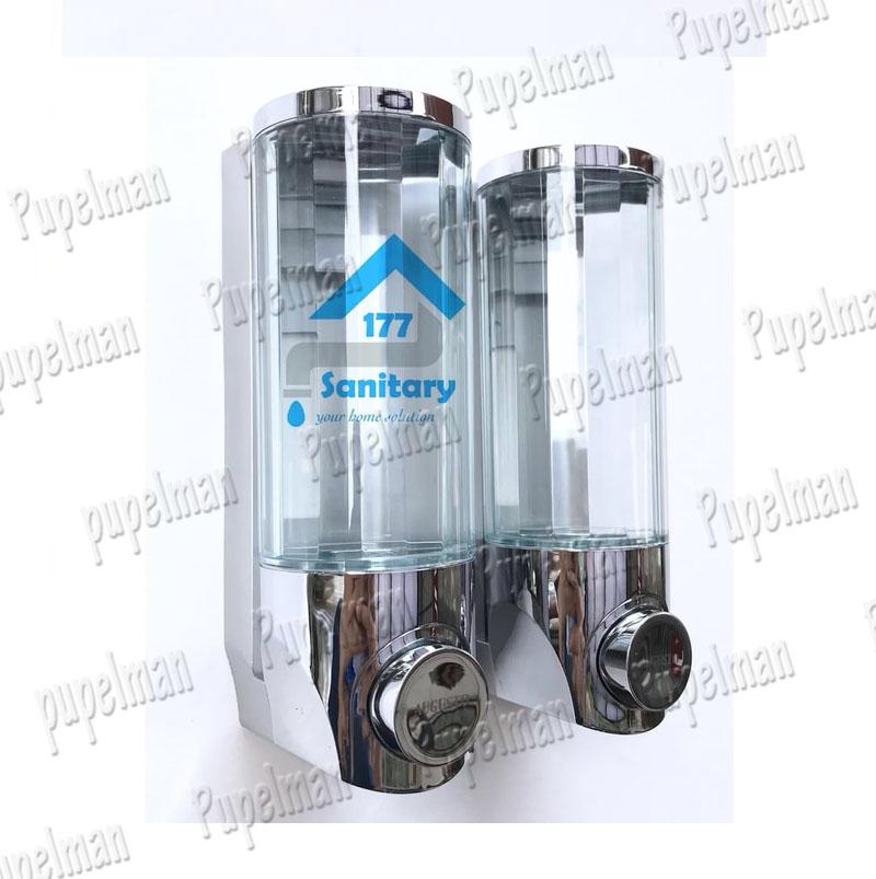 tempat sabun cair stainless dispenser soap shampoo CHROME Augusto Double dinding shampo Tempel Tembok Kamar Mandi Kran Wastafel Kuningan Keran Air Cuci Tangan Hotel Dapur Cuci Piring Cuci Tangan Shower Dapur Mewah Washer Semprotan Kloset Sower Closet