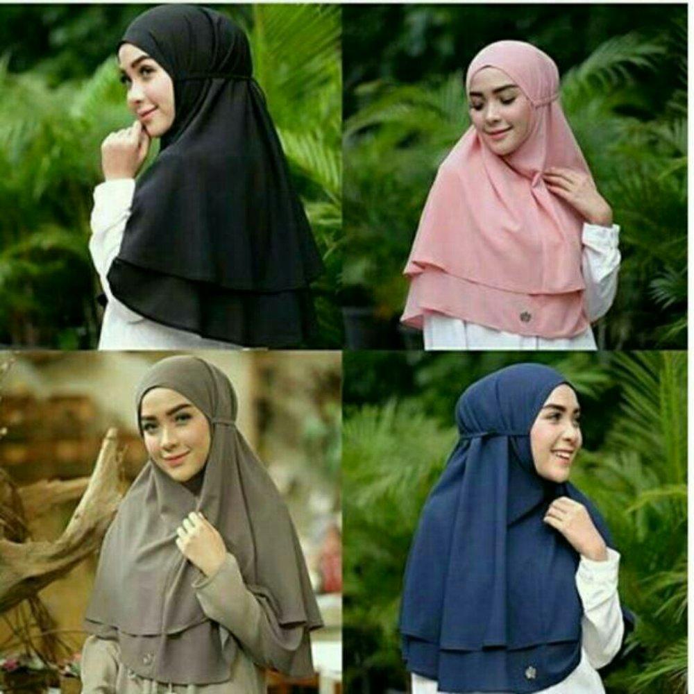 KU 030 JILBAB LAYER TALI BELAKANG / KHIMAR 2 LAYER TALI BELAKANG / HIJAB JILBAB TALI BELAKANG NON PET/ HIJAB 2 LAYER Jilbab Murah Hijab Instan Murah