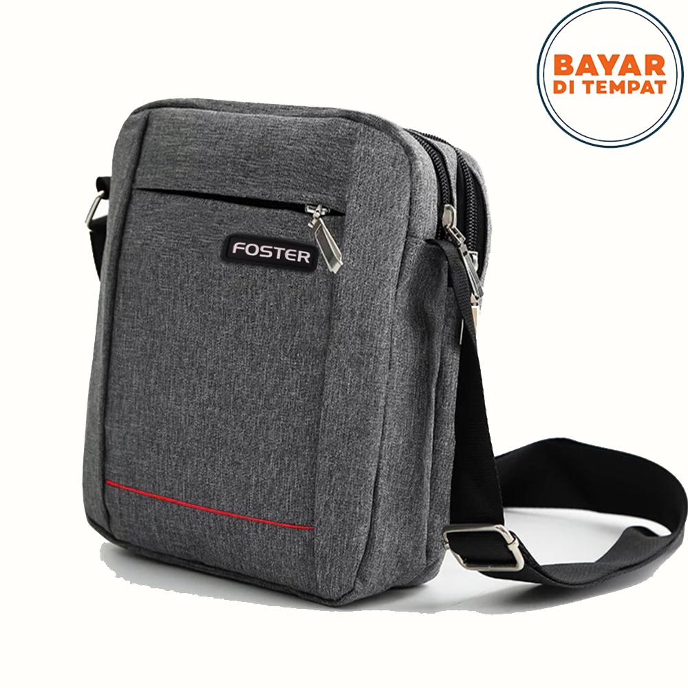 Foster G-23037 Tas Selempang Pria Tas Outdoor Tas Gadget Tas Smartphone Tas Gaul Size 8 Inch Tas Sport Tas Hangout Tas Formal - Dark Grey