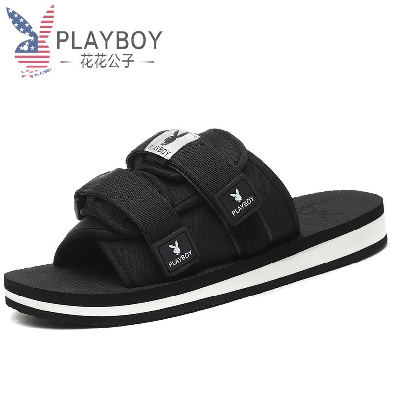 Playboy Sandal Musim Panas Laki-laki Kayu Cendana Pantai Tren Non-slip (尚映 Kasual 8AX006081S Hitam)