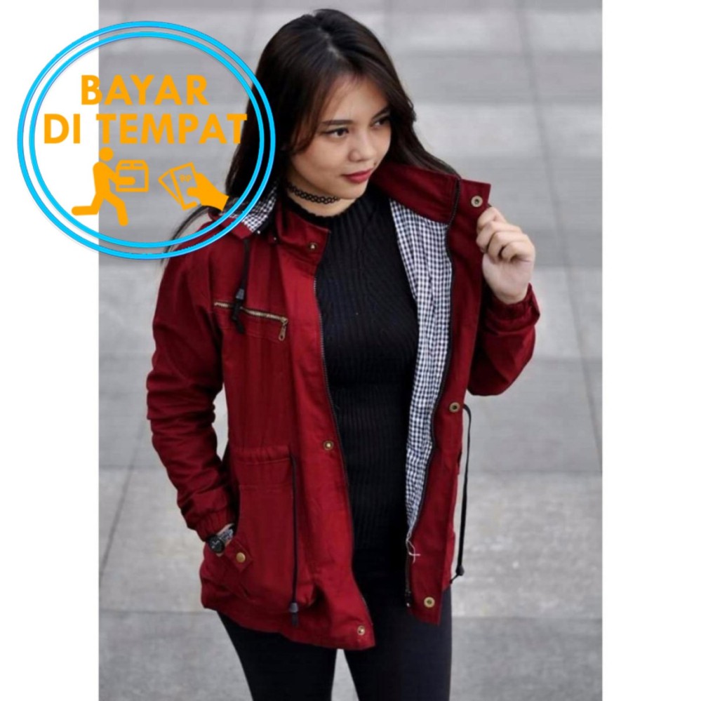 Parka Wanita Murah Zipper Premium Maroon (Best Seller)