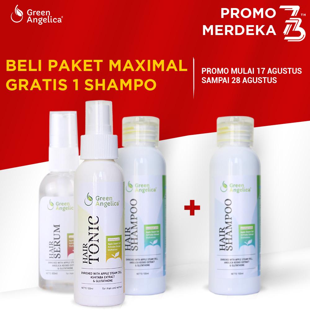 Paket Maximal Green Angelica Obat Penumbuh Rambut Rontok Terbukti Ampuh Obat Botak Koin, Botak Karena Turunan, Botak Karena Sakit Berbahan Alami ( Hair Tonic + Hair Shampo + Hair Serum Green Angelica )