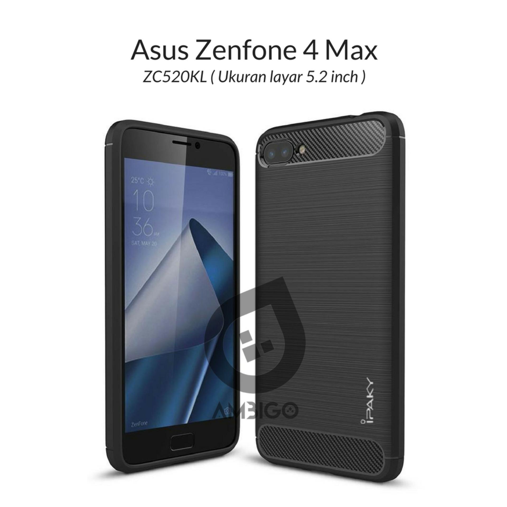 Ambigo Case Asus Zenfone 4 Max ZC520KL ( 5.2 inch ) Premium TPU Quality Carbon Shockproof Hybrid - Hitam