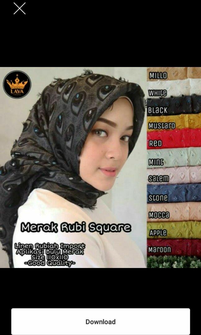 hijab segi empat bulu merak
