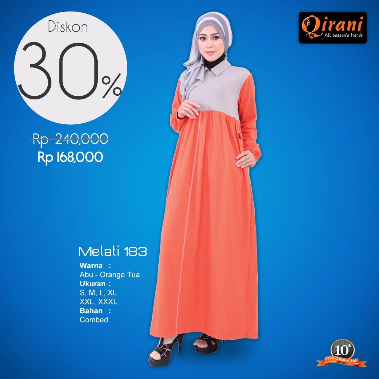 Gamis / Dress Wanita Qirani Promo Melati 183 Abu