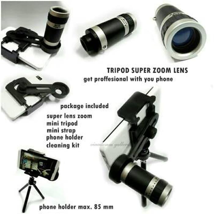 Promo Tele Zoom 8 Hp Universal + Tripod Mini Holder U / Lensa Telezoom original