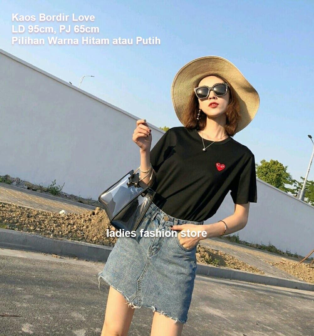 Kaos Wanita Bangkok Style / kaos Murah / Baju Murah / Atasan Wanita / Baju Cewek Polos / Kaos Simbol Love / Pakaian Kaos Anak Remaja Lengan Pendek / Baju Lengan Pendek / Kaos Perempuan / Kaos Distro / Kaos Kekinian Modern Murah NV (velylo pto) PUTIH HITAM