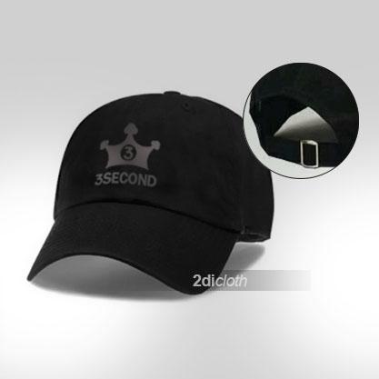Topi Baseball 3second Black Logo Silver