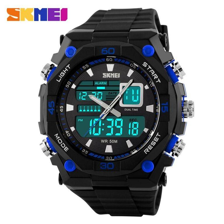 SKMEI Casio Men Sport LED Watch Water Resistant 50m AD1092 Jam Tangan Pria Sporty Jam Tangan SKMEI Original Jam Tangan Digital Analog Dual Time Jam Tangan Anti Air