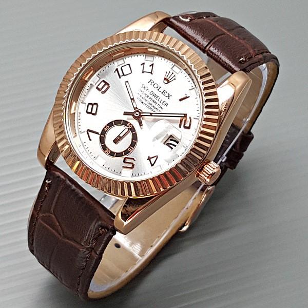 Jam Tangan Wanita / Cewek Murah Rolex Sky One Leather Brown