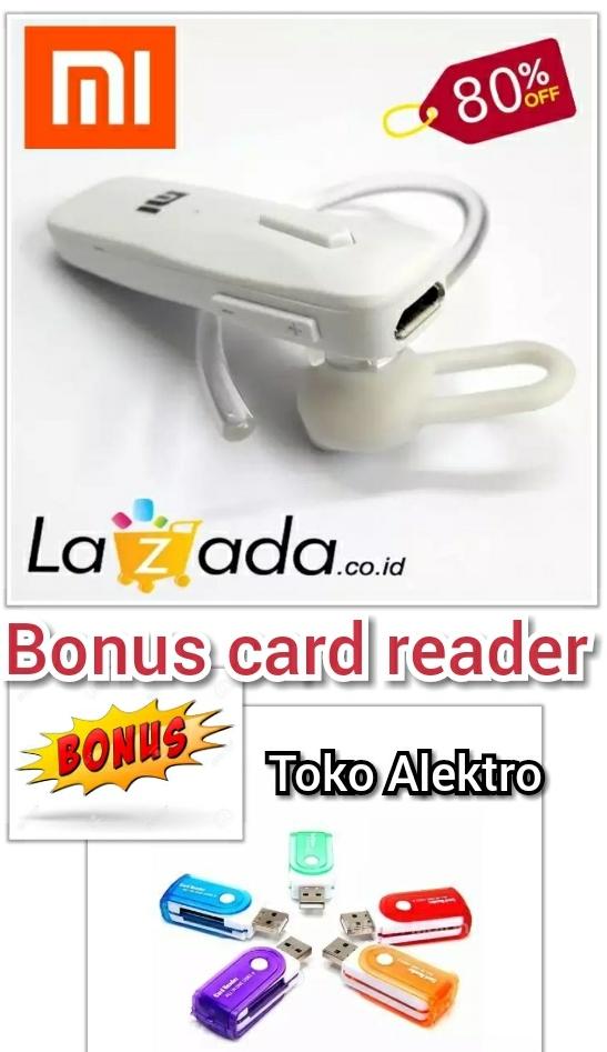 HEADSET BLUETOOTH MI BONUS CARD READER / mudah digunakan keren dan elegan / hetset / Hadset / bluetooth / handset / henset / handsfree / lg / murah / wireless / kompatibel dengan handfone / xiaomi / mi / samsung / lenovo / asus / android
