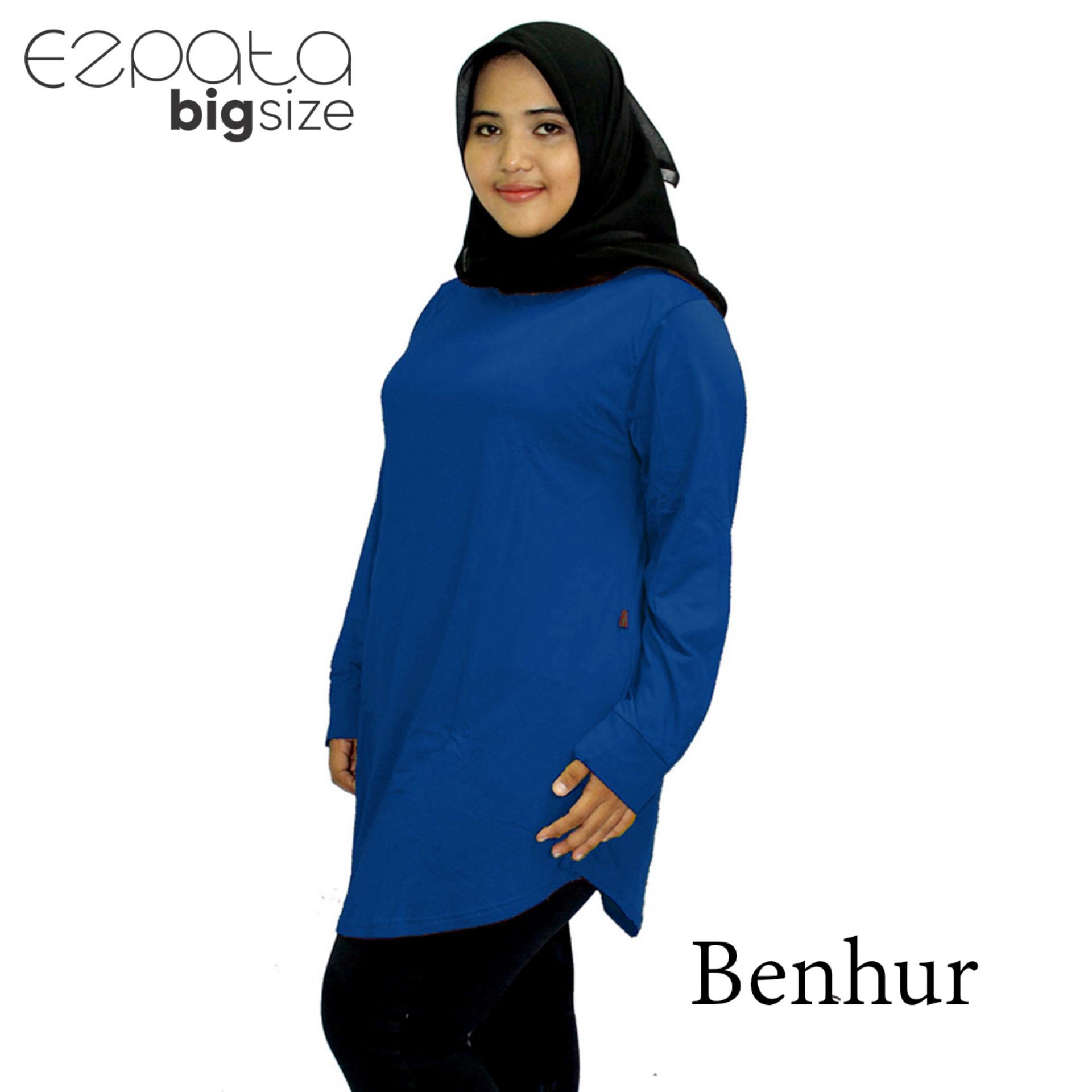 Ezpata Atasan Blouse Jumbo / Big Size Polos Wanita Bahan Kaos Rayon XXL - 4L- Biru elektrik