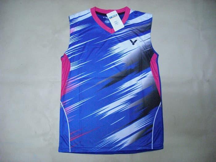 PROMO!!! BAJU Badminton / Bulutangkis Singlet Victor V.19 Blue - KMBPjP