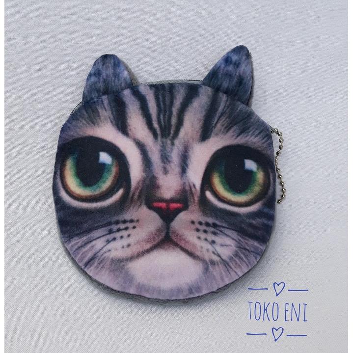 dompet coin wajah kucing mini tas wanita dompet coin bag resleting kantong tas tangan rias karakter cat wallet coin purse dompet kw