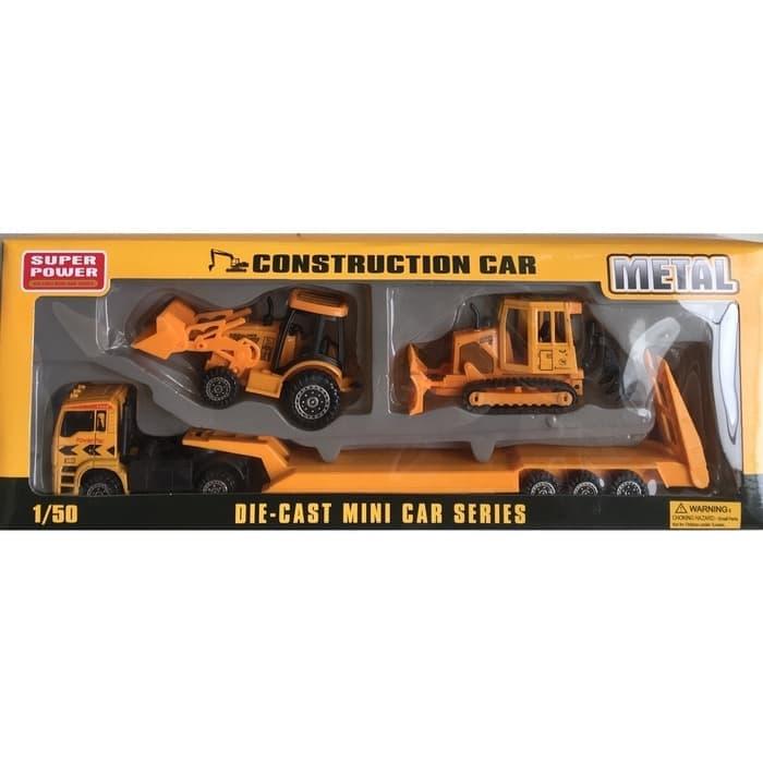 Metal Die Cast Construction Truck. Mainan Anak Truk Eskavator Buldozer