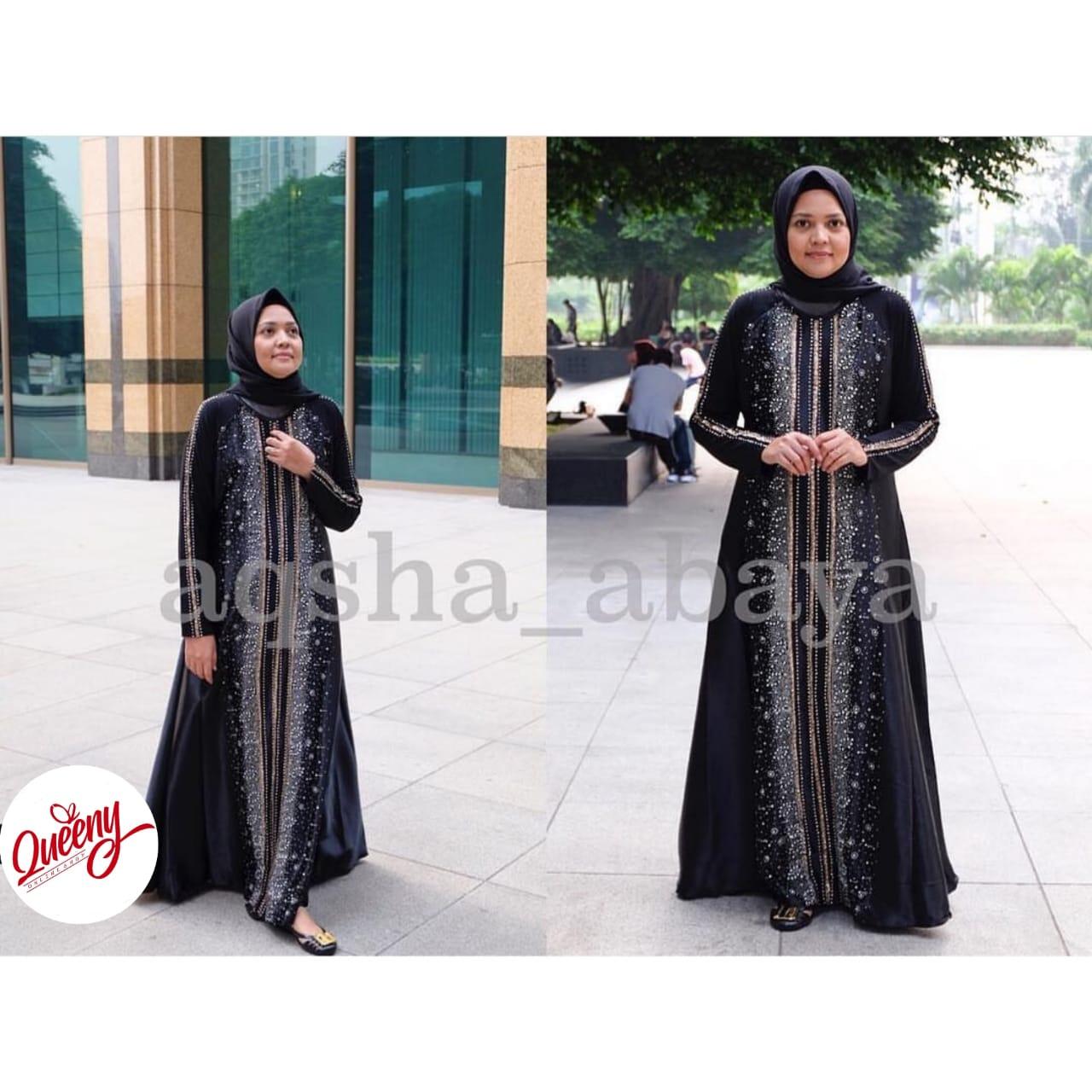 gamis abaya muslimah / abaya arab islami / abaya satin marbella fashion muslim kombinasi payet mewah