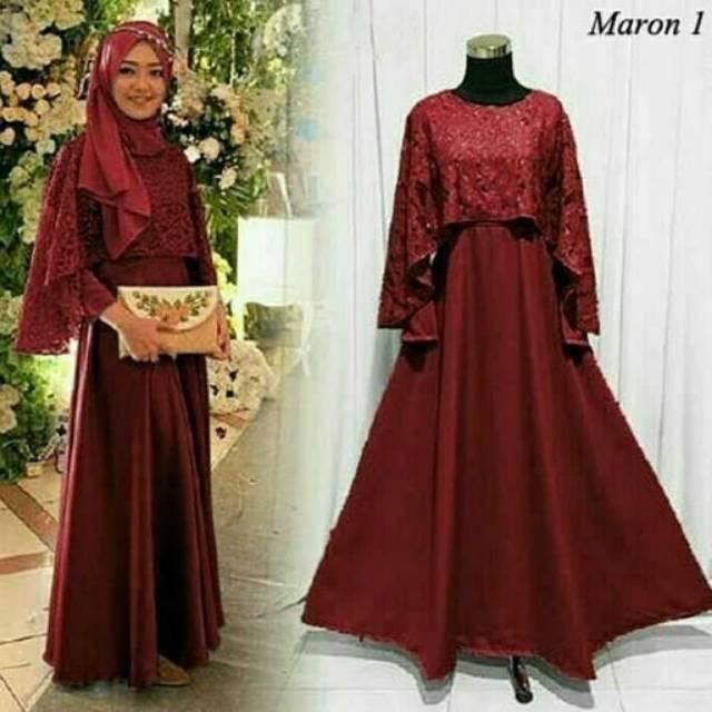 Baju Gamis Syari Murah /Grosir Baju Muslim Murah/Gamis Wolfis Burkat/Dres Murah Wanita /Olivia Syari (Maroon)