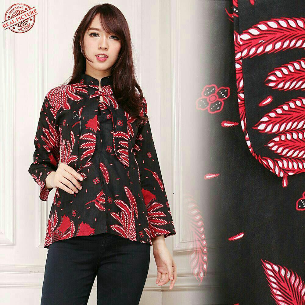Miracle Atasan Blouse Zaskia Kemeja Batik Lengan Panjang Wanita