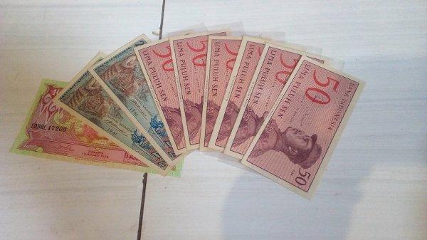 a 2905 paket mahar nikah 9 lembar uang kertas indonesia 18 rupiah untuk koleksi asli kuno dipigura