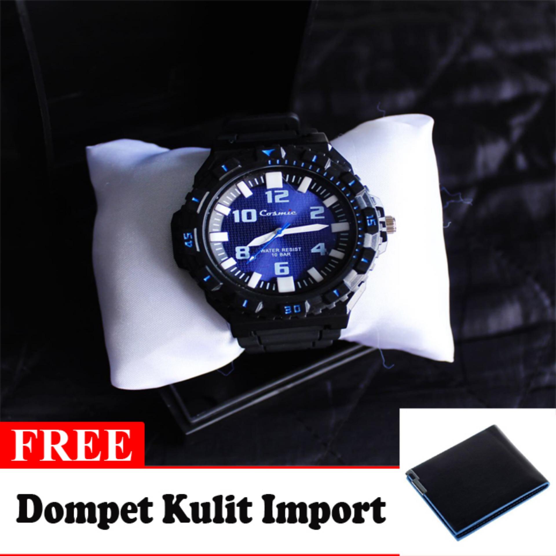 Cosmic Zero Jam Tangan Sport Analog - Hitam Free Dompet Kulit Import