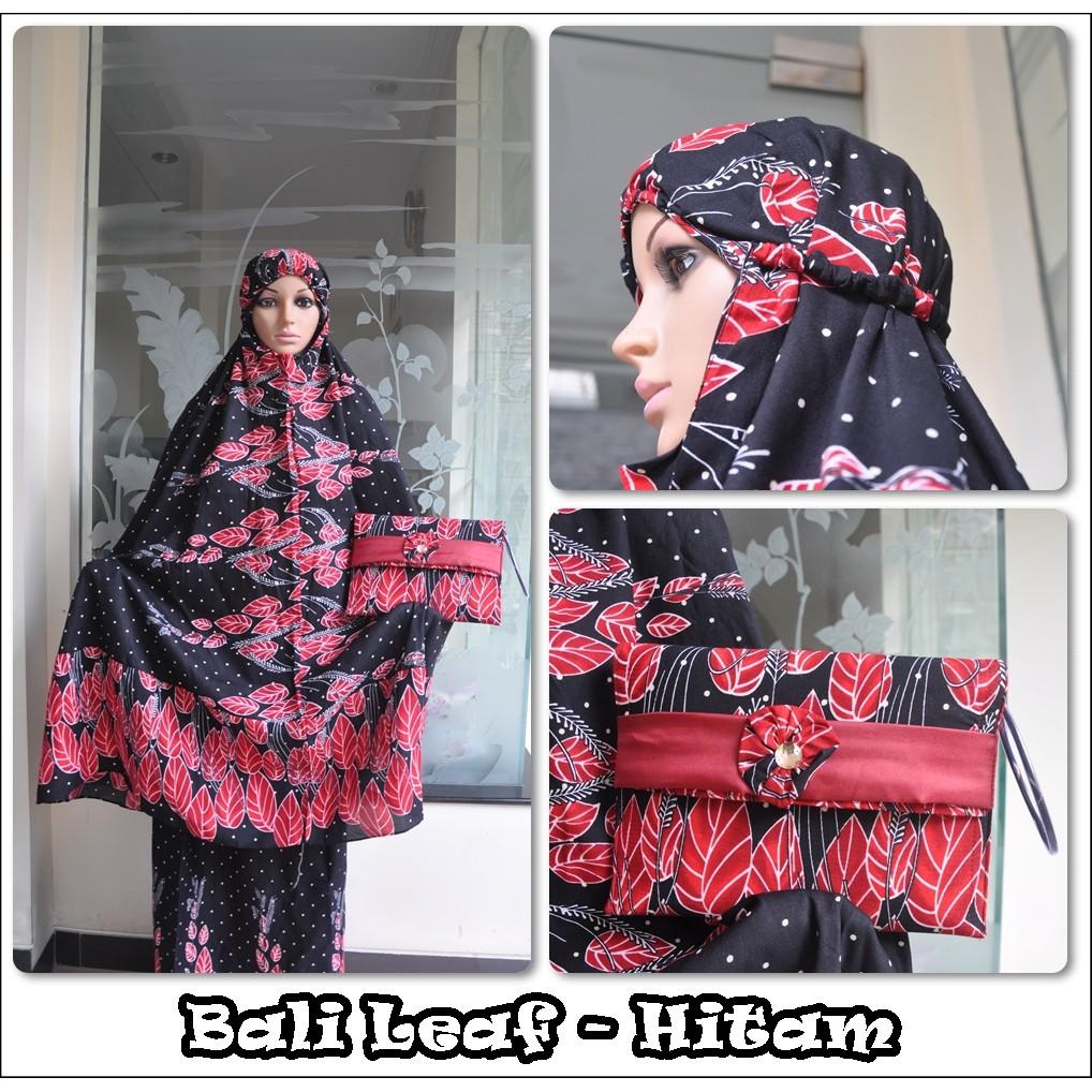 GROSIR MUKENA BALI LEAF TAS PESTA - HITAM/ PUSAT GROSIR MUKENA TASIKMALAYA KREM
