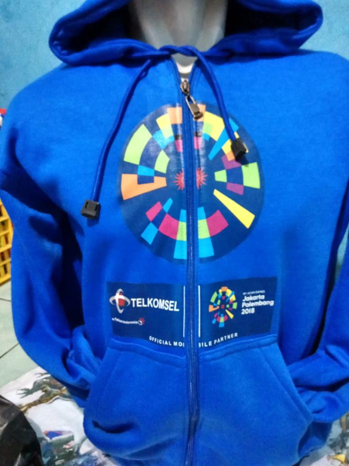 PROMO - Jaket Hoodie/Zipper Pria Asian Games Jakarta Palembang 2018 Putih - ready stock