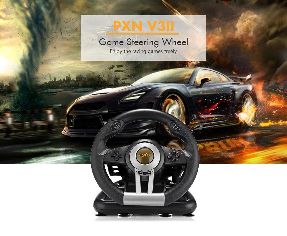 PXN V3II llusiveness USB Wired Vibration Motor Racing Games Steering Wheel Hand brake Pedals For PC Computer Racing Game Pk V18S