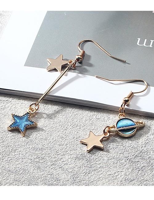 LRC Anting Gantung Fashion Blue Star Shape Pendant Decorated Long Earrings