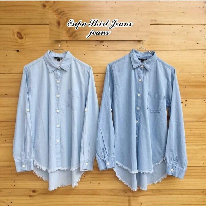 Baju Original Enpo Shirt Jeans Pakaian Wanita Muslim Modern Atasan Cewek Muslimah Blouse Top Simple Trend 2018