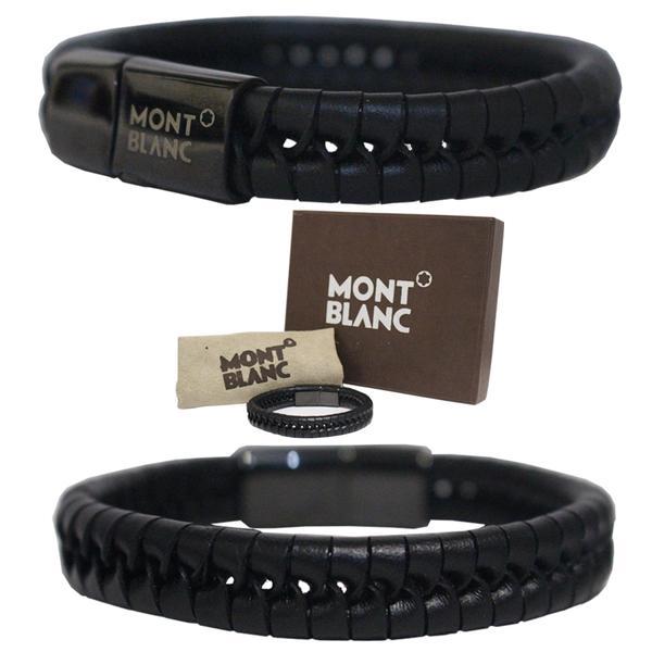 Diskon Promo Perhiasan Aksesoris Gelang Kulit Pria Man Jewelry Montblanc Man Bracelet Leather Black Murah