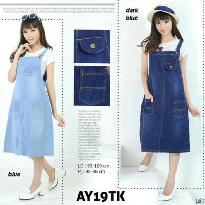 Overall jeans rok kodok pendek